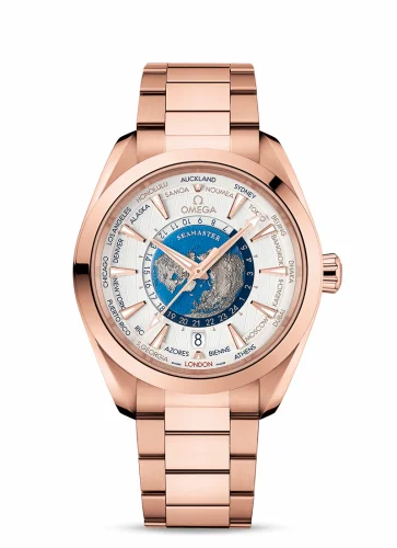 Omega Seamaster Aqua Terra 150M Master Chronometer 43 Worldtimer Sedna Gold / Silver / Bracelet 220.50.43.22.02.001 (22050432202001)